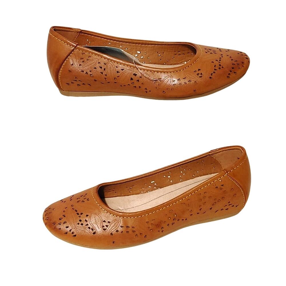 Baretraps Mariah Memory Foam Brown Slip On Flat Ballet Shoes Women Size 9M